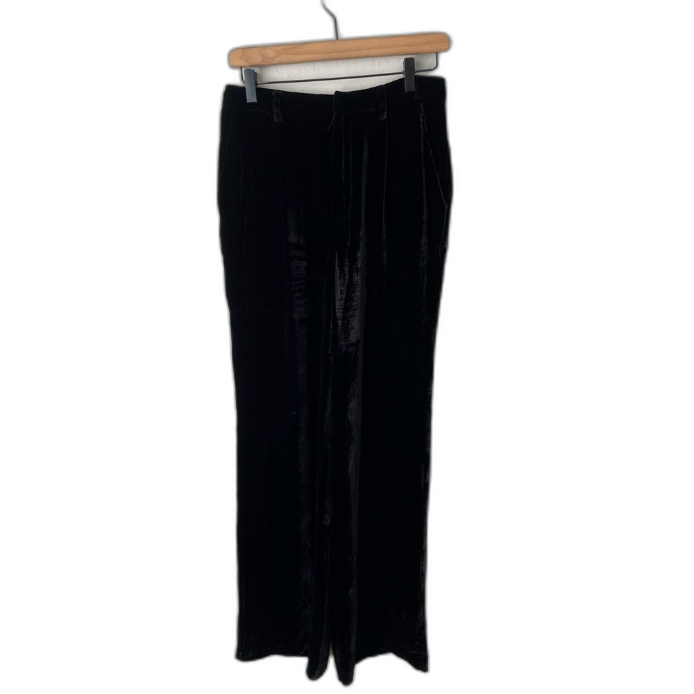 Reformation Wes Velvet Wide Leg Pants Black Size 6